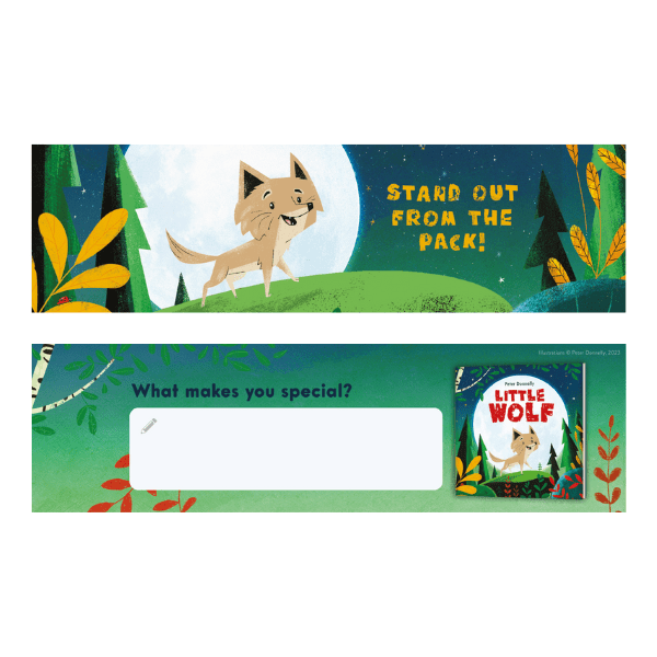 Bookmark design for Little Wolf by Peter Donnelly