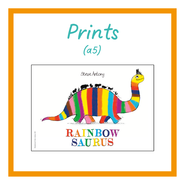 Rainbowsaurus a5 print design
