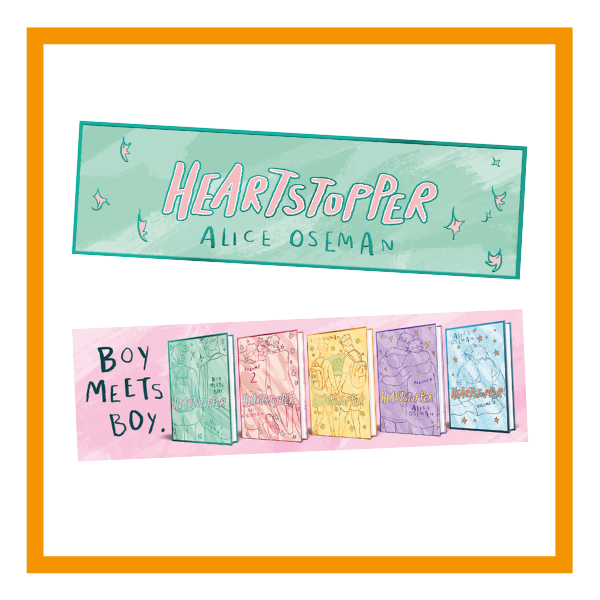 Heartstopper foiled bookmark showing Volume 1-5 covers