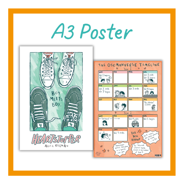 Heartstopper poster on a white background with orange details
