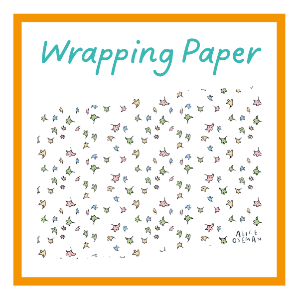 Heartstopper wrapping paper on a white background with orange details